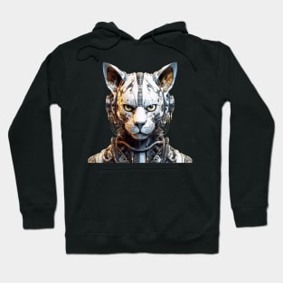 Snowstorm Cyborg - The White Robotic Cat Hoodie